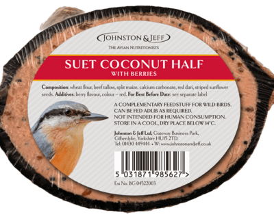 Johnston & Jeff - Suet Coconut Half with Berries